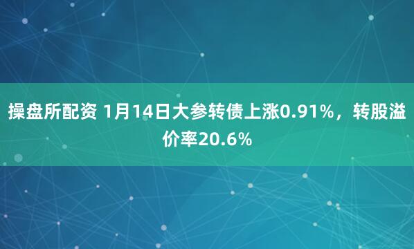 操盘所配资 1月14日大参转债上涨0.91%，转股溢价率20.6%